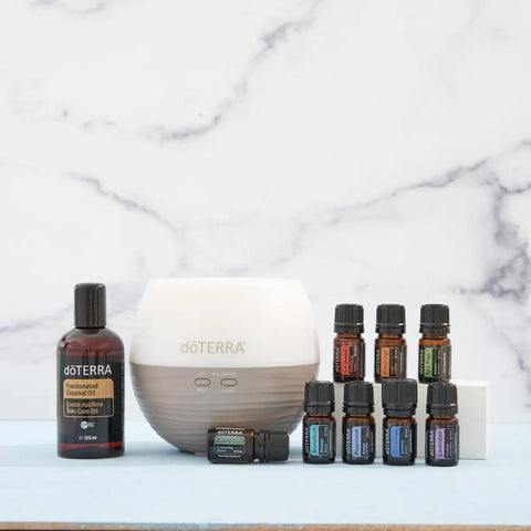dōTERRA AromaTouch Diffused Set – Diffuser mit acht Ölen, Kokosnuss und Marmor-Studio | doTERRA