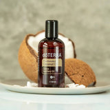 dōTERRA Fraktioniertes Kokosnussöl 115ml Flasche silber auf neutralem Hintergrund | doTERRA