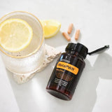 dōTERRA MetaPWR Mito2Max – Flat-lay mit Wasser, Zitrone und Kapseln | doTERRA