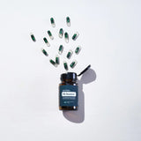 dōTERRA PB Restore – Offene Flasche mit Kapseln, Explosionsansicht von oben | doTERRA