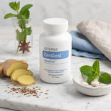 dōTERRA ZenGest DigestTab Ingwer, Kümmel und Minze in Schüssel auf Marmor | doTERRA